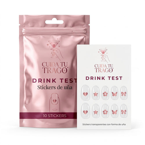 Cuida tu Trago Drink Test: sobre y tarjeta de 10 stickers de uña